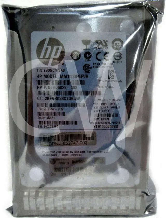 Main image of 652749-B21 653954-001 HP 1TB 7.2K RPM 6Gb/s SFF 2.5" SAS SERVER HDD Hard Drive