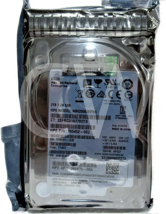 Main image of 0-HOURS 765873-001 765466-B21 HPE 2TB 7200RPM 12Gbps 2.5" SAS HDD Hard Drive