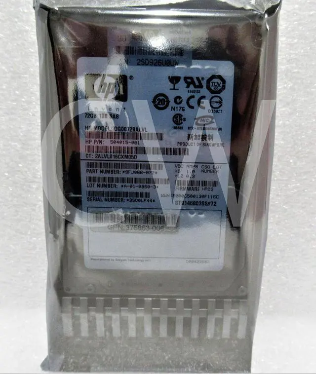 Main image of 375861-B21 504015-001 HP 72GB 10K RPM 3Gb/s DP 2.5" SAS SERVER HDD Hard Drive