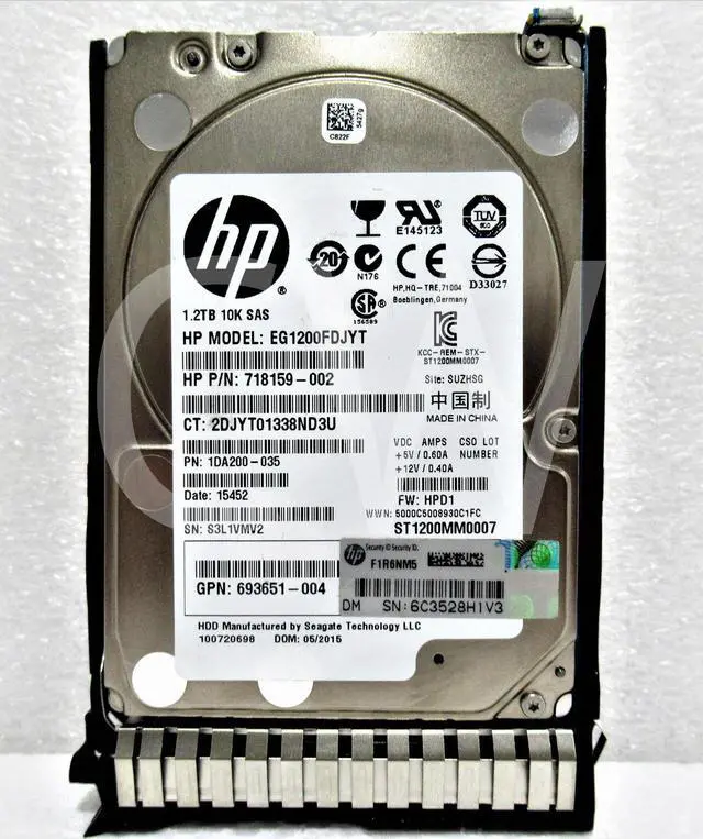 Alt view image 2 of 2 - HP 718292-001 718162-B21 1.2TB 10000RPM 6Gbps 2.5" SAS SERVER HDD Hard Drive