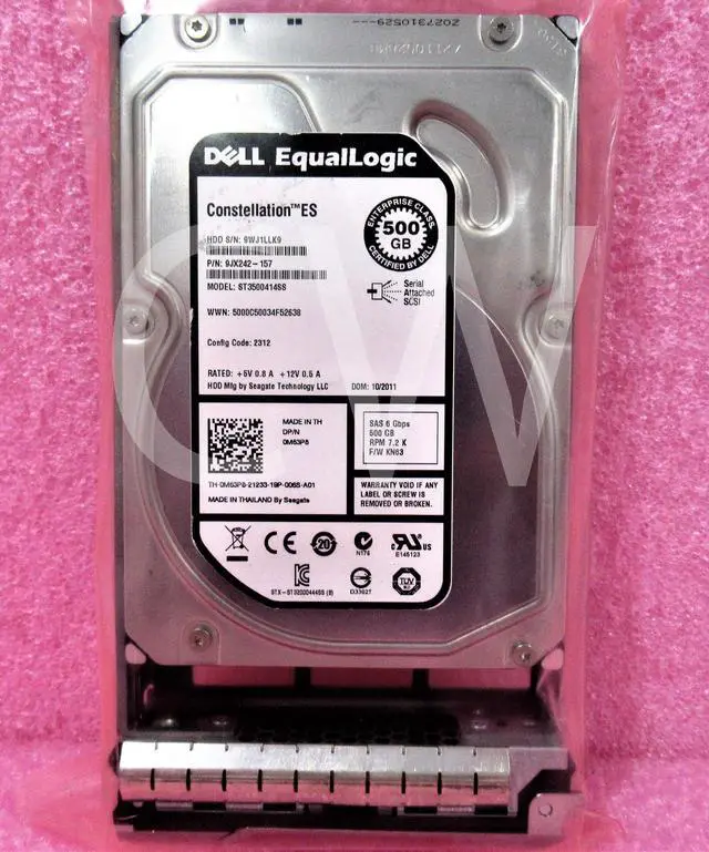 Main image of M63P8 ST3500414SS Dell EQL 500GB 7.2K RPM 6Gb/s 3.5" SAS SERVER HDD Hard Drive