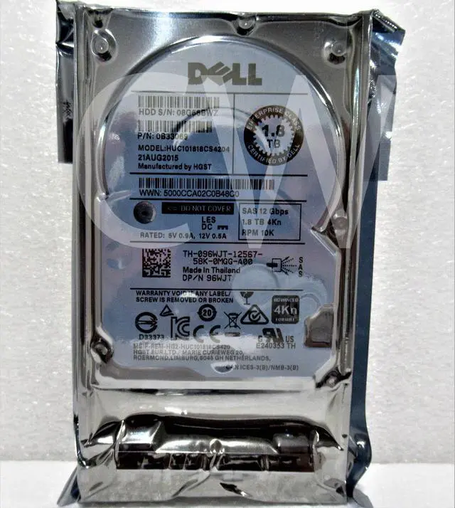 Alt view image 2 of 2 - 96WJT HUC101818CS4204 Dell 1.8TB 10KRPM 12Gb/s 4Kn 2.5"SAS SERVER HDD Hard Drive