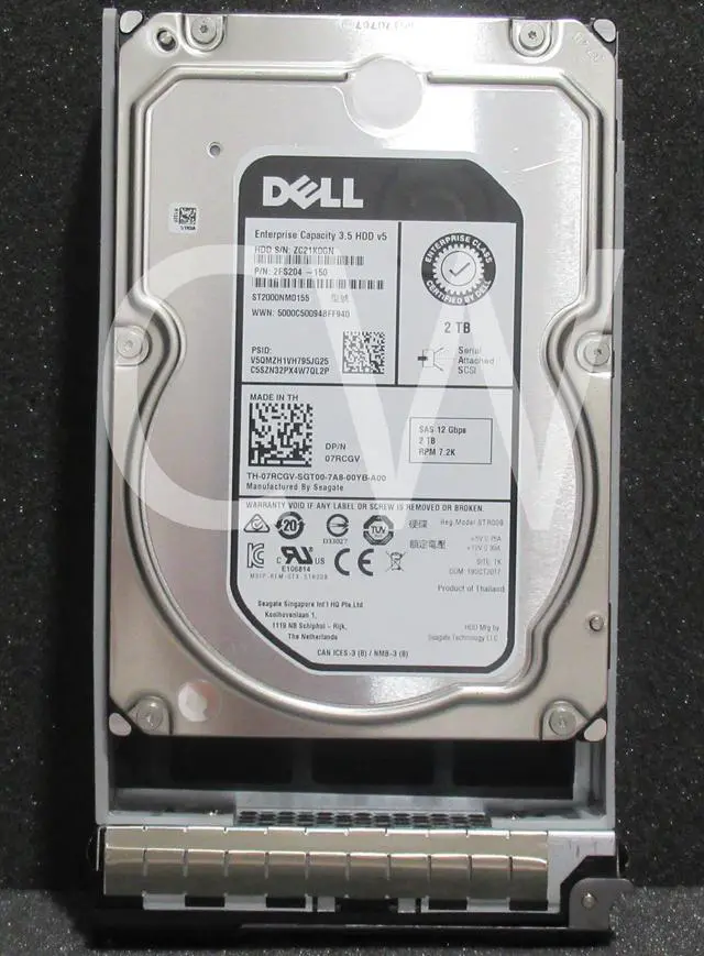 Main image of 7RCGV ST2000NM0155 Dell POWEREDGE 2TB 7.2KRPM 12Gb/s 2.5"SAS HDD HardDrive GEN13