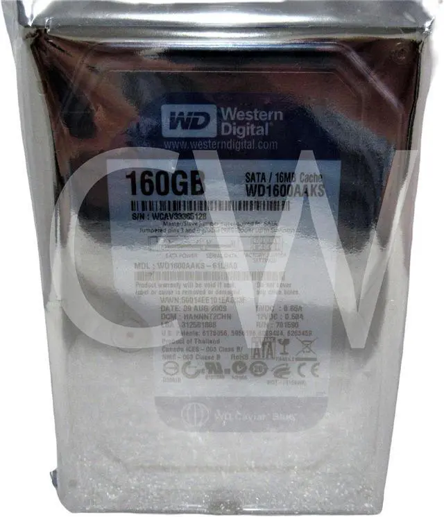 Main image of WD1600AAKS Western Digital CAVIAR BLUE 160GB 7.2K RPM 3Gb/s 3.5" SATA Hard Drive