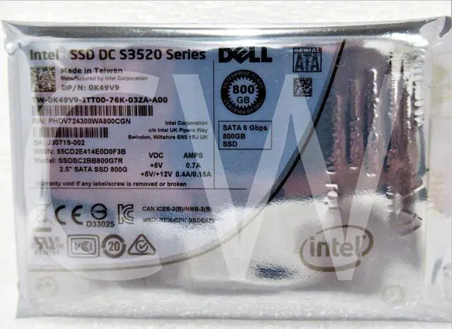 Alt view image 2 of 2 - K49V9 SSDSC2BB800G7R Dell S3520 800GB 6Gb/s MLC RI 2.5" SATA Solid State Drive