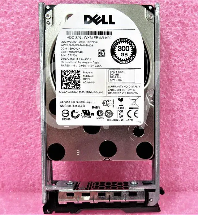 Main image of CWHNN WD3001BKHG Dell ENT 300GB 10K RPM 6Gb/s  2.5" SAS SERVER HDD Hard Drive