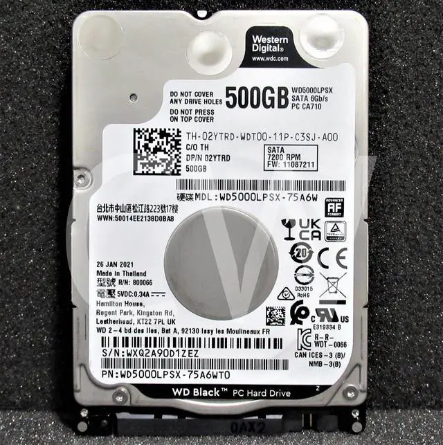 Alt view image 2 of 2 - WD5000LPSX Western Digital 500GB 7200RPM 6Gbps 2.5" SATA Laptop HDD Hard Drive