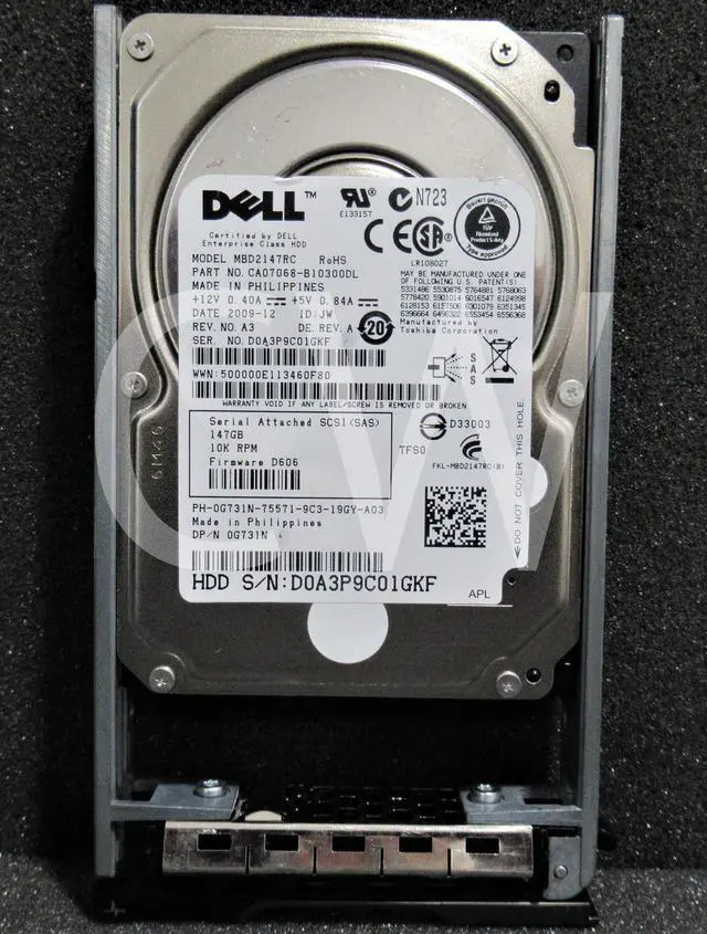 Alt view image 2 of 2 - G731N 0G731N Dell MBD2147RC 146GB 10K RPM 6Gb/s 2.5" SAS SERVER HDD Hard Drive