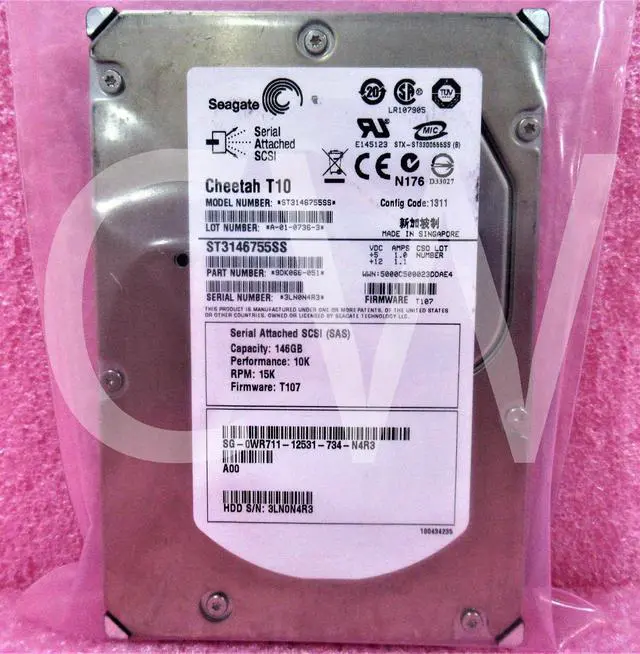 Alt view image 2 of 2 - WR711 ST3146755SS Dell 146GB 15K RPM 3Gb/s HotSwap 3.5"SAS SERVER HDD Hard Drive