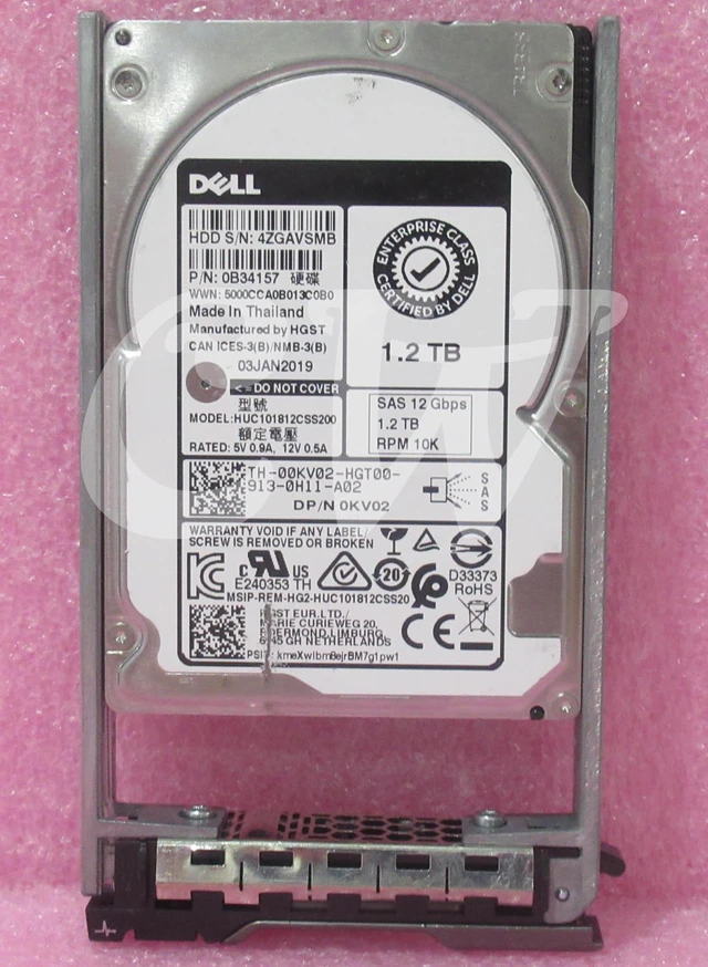 Alt view image 2 of 2 - 0KV02 DELL ENTERPRISE HUC101812CSS200 1.2TB 10KRPM 12Gbps 2.5"SAS HDD Hard Drive