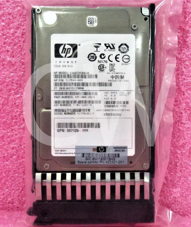 Alt view image 2 of 2 - 652597-S21 512544-003 HP 72GB 15K RPM 3Gb/s 2.5" SAS SP HOTSWAP Hard Drive