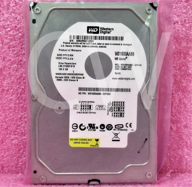 Alt view image 2 of 2 - WD1600AABB Western Digital CAVIAR 160GB 7.2K RPM 2MB 3.5" PATA/IDE Hard Drive