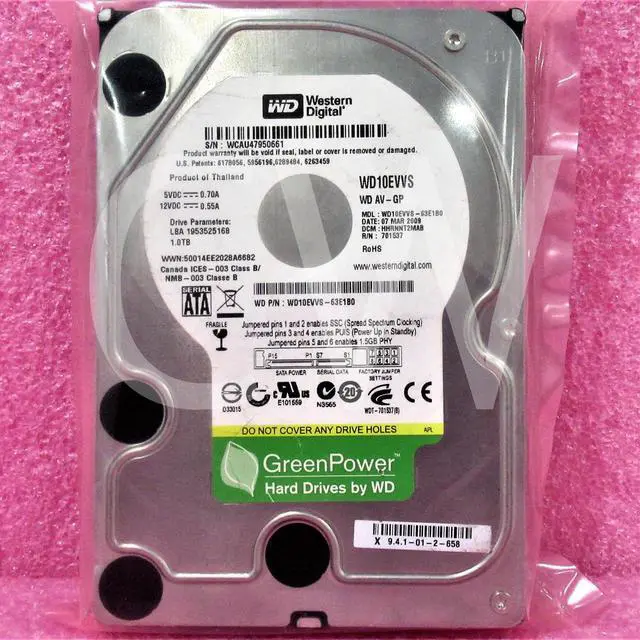 Alt view image 2 of 2 - WD10EVVS Western Digital AV-GP 1TB 5.4K RPM 3Gbps 3.5" SATA Hard Drive
