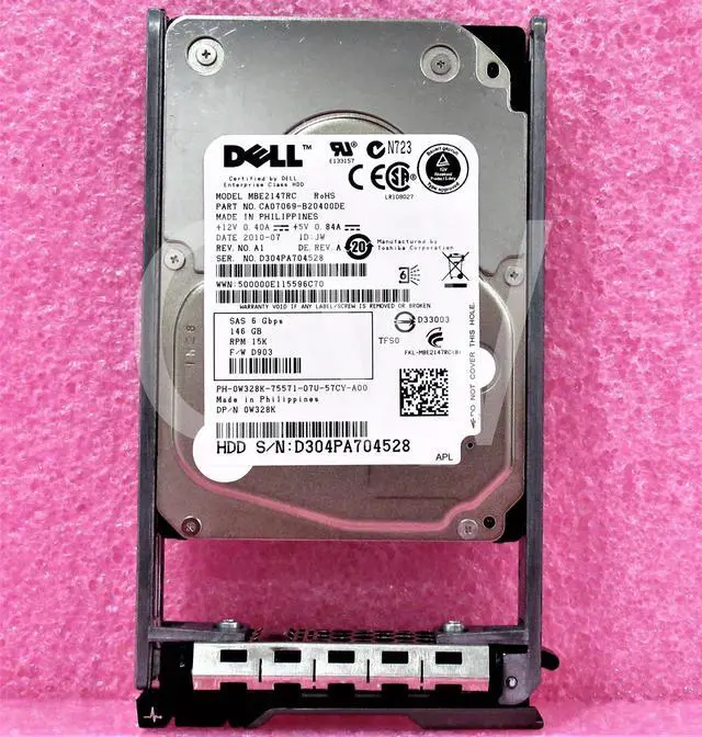 Alt view image 2 of 2 - Dell W328K MBE2147RC 146GB 15K RPM 6Gb/s 2.5" SAS SERVER HDD Hard Drive W/R Tray