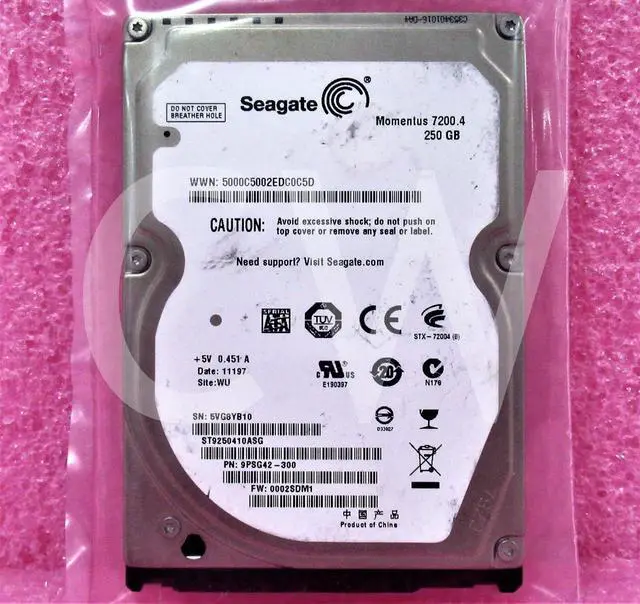 Alt view image 2 of 2 - ST9250410ASG Seagate 9PSG42 MOMENTUS 250GB 7200RPM 3Gbps 2.5"SATA HDD Hard Drive