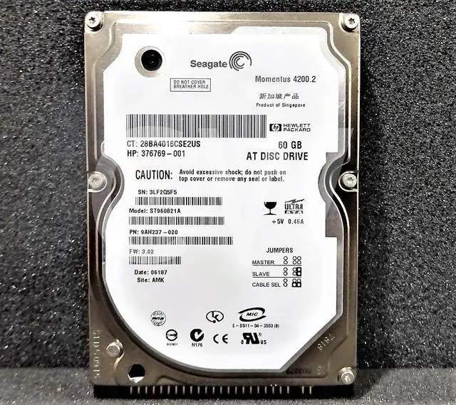 Alt view image 2 of 2 - ST960821A Seagate 9AH237-020 MOMENTUS 60GB 4.2K RPM 8MB 2.5" IDE Hard Drive
