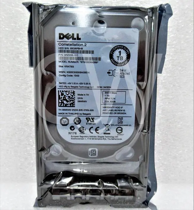 Alt view image 2 of 2 - 9W5WV Dell ST91000640SS CONSTELLATION 1TB 7.2K RPM 6Gbps 2.5"Hard Drive W/R Tray