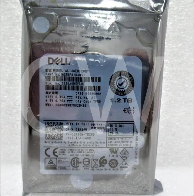 Alt view image 2 of 2 - 3K30N AL14SEB120NY Dell ENTERPRISE 1.2TB 10000RPM 12Gbps 2.5" SAS HDD Hard Drive