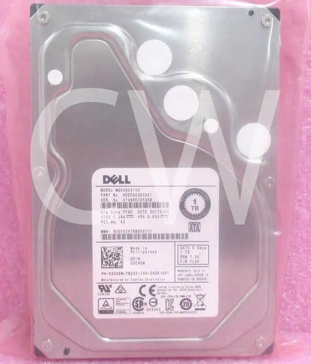 Alt view image 2 of 2 - 3C46W 03C46W DELL 1TB 7.2K 6G 64MB 3.5in SATA Hard Drive MG03ACA100