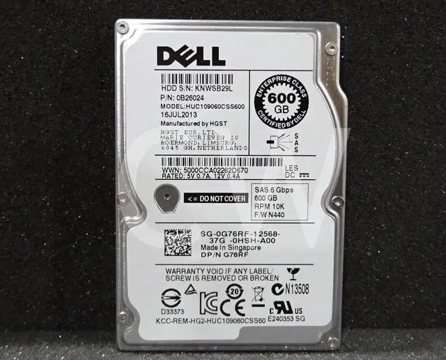 Alt view image 2 of 2 - G76RF HUC109060CSS600 Dell ENT 600GB 10KRPM 6Gbps 2.5" SAS SERVER HDD Hard Drive