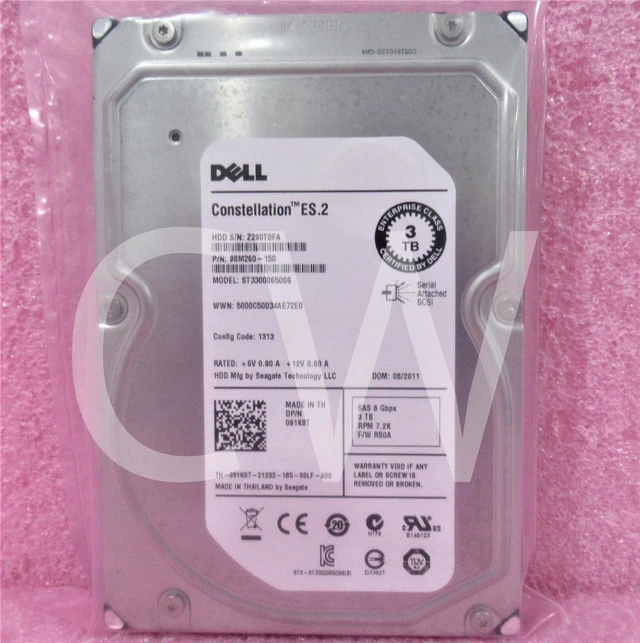 Main image of Dell ENT 91K8T ST33000650SS 3TB 7.2K RPM 6Gb/s 3.5" SAS SERVER HDD Hard Drive