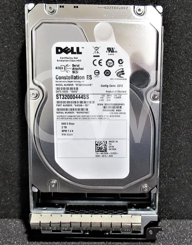 Alt view image 2 of 2 - R755K ST32000444SS Dell 2TB 7.2K RPM 6Gb/s 3.5" SAS SERVER HDD Hard Drive