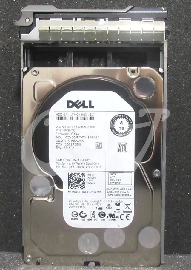 Main image of 0-HOURS N36YX WD4000FYYX Dell 4TB 7200RPM 6Gbps 3.5" SATA SERVER HDD Hard Drive
