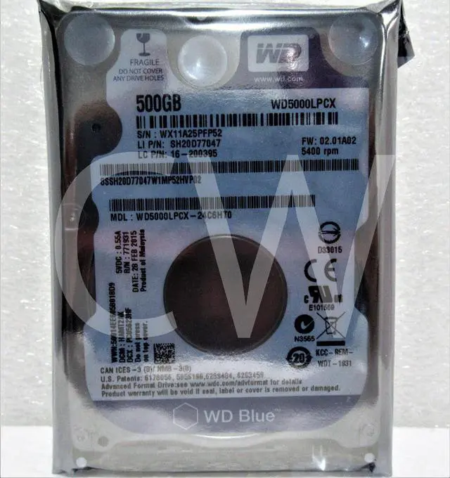 Alt view image 2 of 2 - WD5000LPCX Western Digital BLUE 500GB 5.4K RPM 6Gb/s 2.5" SATA HDD Hard Drive