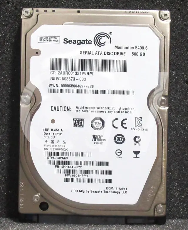 Alt view image 2 of 2 - ST9500325AS Seagate 9HH134 500GB 5.4K RPM 3Gb/s 2.5" SATA Laptop HDD Hard Drive
