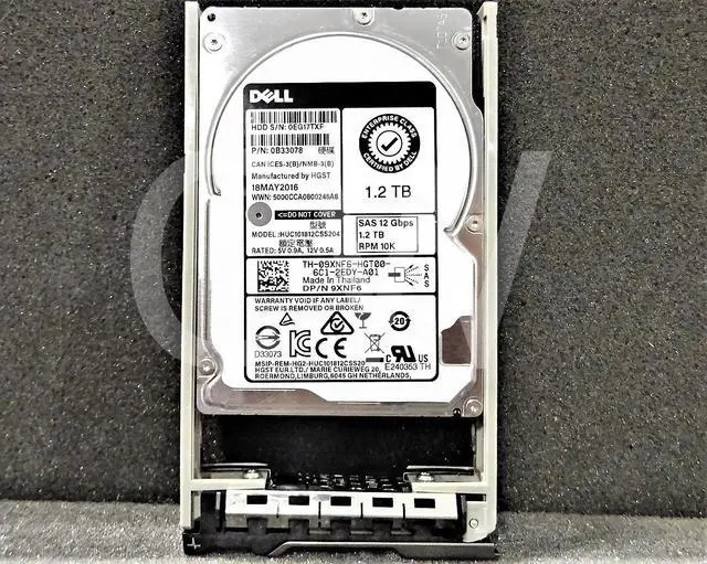 Main image of 9XNF6 HUC101812CSS204 Dell 1.2TB 10000RPM 12Gbps 2.5" SAS SERVER HDD Hard Drive