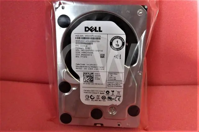 Alt view image 2 of 2 - 0V8G9 00V8G9 Dell 1TB 7200RPM 6Gb/s 32MB 3.5" SAS Hard Drive WD1000FYYG-18A21V2