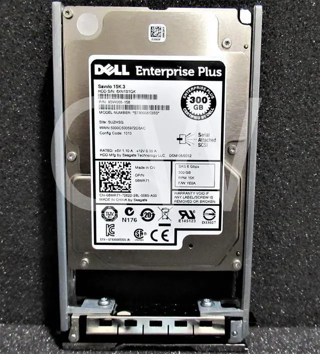 Alt view image 2 of 2 - 8WR71 ST9300653SS Dell EQL 300GB 15000RPM 6Gbps 2.5" SAS SERVER HDD Hard Drive