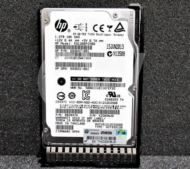 Alt view image 2 of 2 - 697574-B21 697631-001 HP 1.2TB 10000RPM 6Gbps 2.5" SAS SERVER HDD Hard Drive