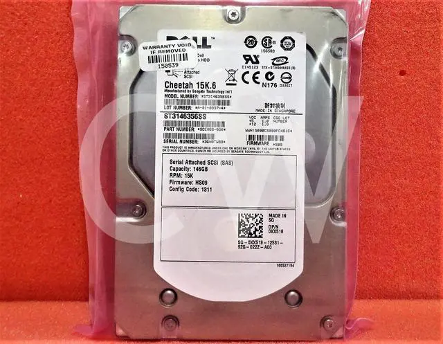 Alt view image 2 of 2 - XX518 ST3146356SS Dell 146GB 15000RPM 3Gbps 3.5" SAS SERVER HDD Hard Drive