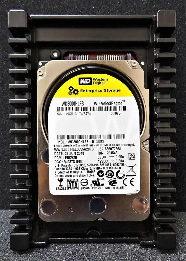 Alt view image 2 of 2 - WD3000HLFS Western Digital VELOCIRAPTOR 300GB 10K 3G 16MB 3.5in SATA Hard Drive