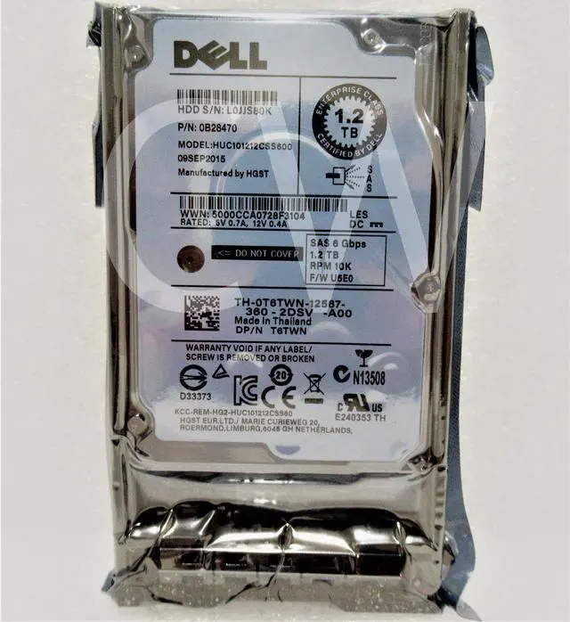 Alt view image 2 of 2 - HUC101212CSS600 T6TWN Dell 1.2TB 10000RPM 6Gbps 2.5" SAS SERVER Hard Drive