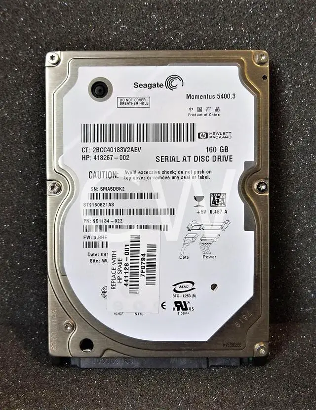 Alt view image 2 of 2 - ST9160821AS  Seagate 441128-001 160GB 5.4K RPM 1.5Gb/s 2.5"SATA Laptop HardDrive