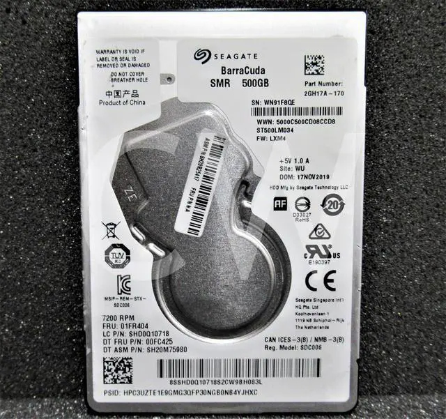 Alt view image 2 of 2 - ST500LM034 Seagate 2GH17A 500GB 7.2K RPM 6Gb/s 2.5" SATA Laptop HDD Hard Drive