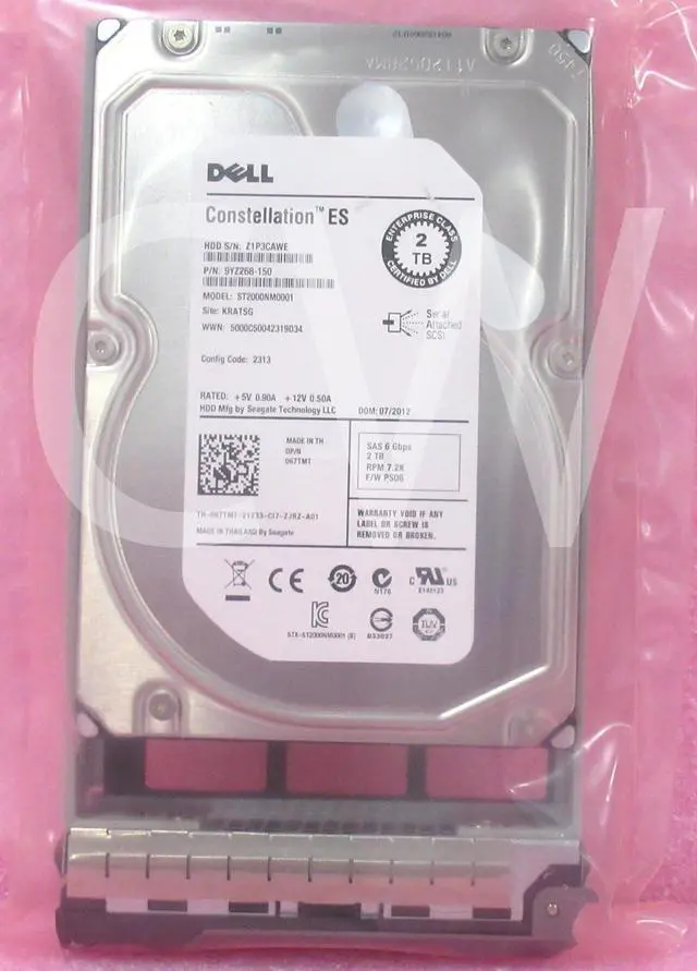 Alt view image 2 of 2 - 67TMT ST2000NM0001 Dell 2TB 7200RPM 6Gbps 3.5"SAS SERVER HDD Hard Drive W/R Tray