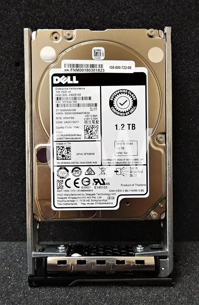 Alt view image 2 of 2 - FR6W6 ST1200MM0198 Dell 1.2TB 10K RPM 12Gb/s 2.5" SAS SERVER Hard Drive W/R Tray