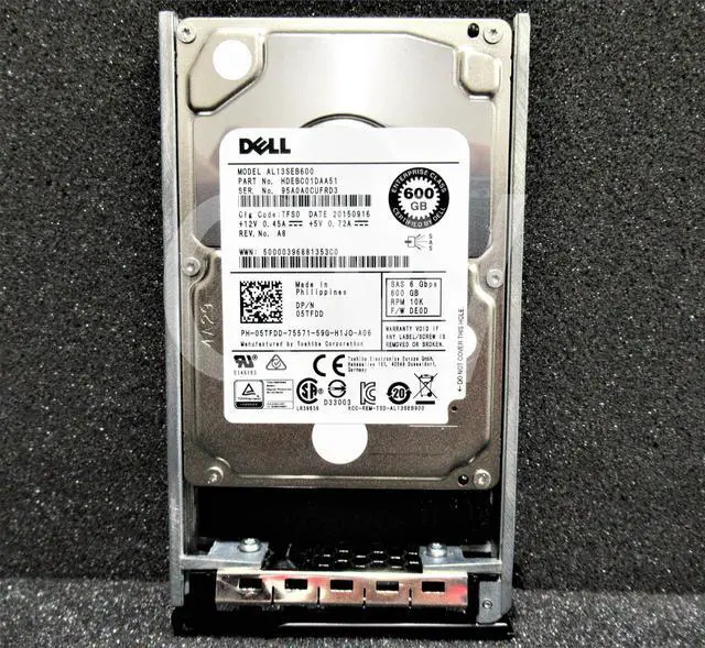 Alt view image 2 of 2 - AL13SEB600 5TFDD Dell 600GB 10000RPM 6Gbps 2.5" SAS SERVER HDD Hard Drive
