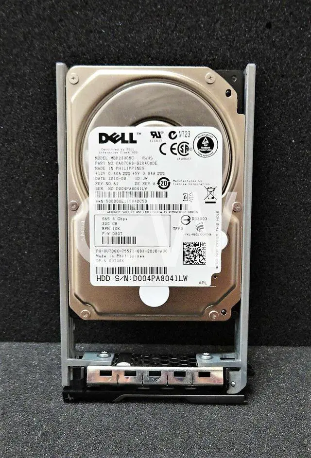 Alt view image 2 of 2 - U706K MBD2300RC Dell 300GB 10000RPM 6Gbps 2.5" SAS SERVER HDD Hard Drive