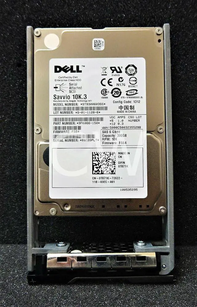 Main image of T871K ST9300603SS Dell 300GB 10K RPM 6Gb/s 2.5" SAS SERVER HDD Hard Drive