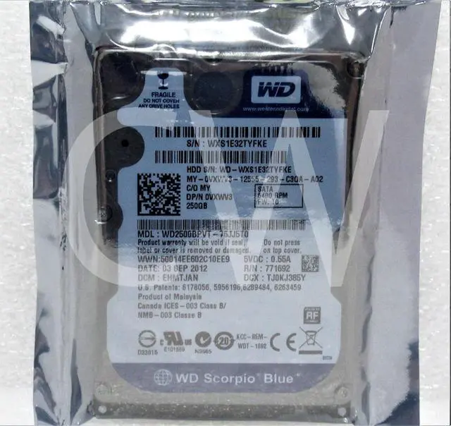 Alt view image 2 of 2 - WD2500BPVT Western Digital BLUE 250GB 5.4K RPM 3Gb/s 2.5" SATA Laptop HARD DRIVE
