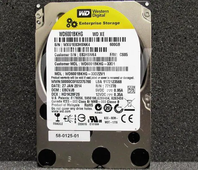 Alt view image 2 of 2 - WD6001BKHG Western Digital XE 600GB 10K RPM 6Gb/s 2.5" SAS HDD Hard Drive