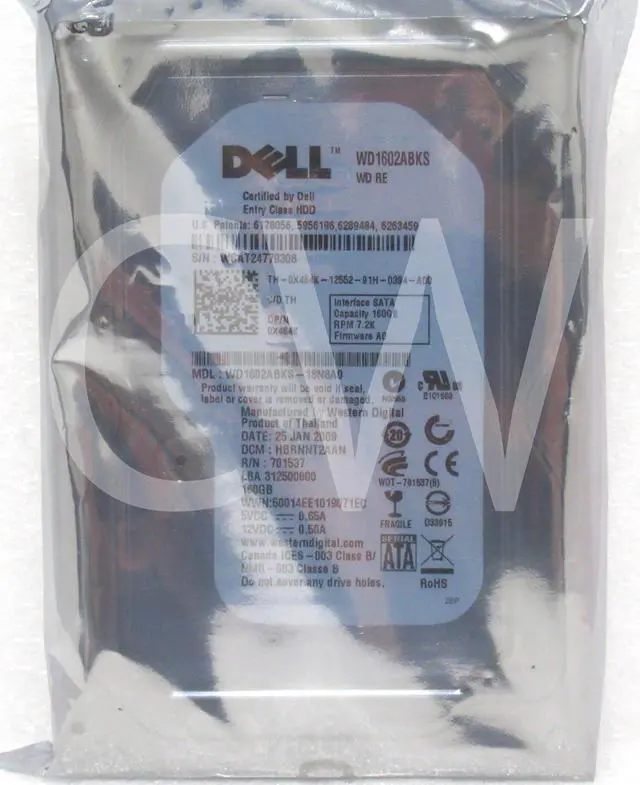 Alt view image 2 of 2 - X464K WD1602ABKS Dell 160GB 7200RPM 3Gbps 3.5" SATA HDD Hard Drive - (0 HOURS)