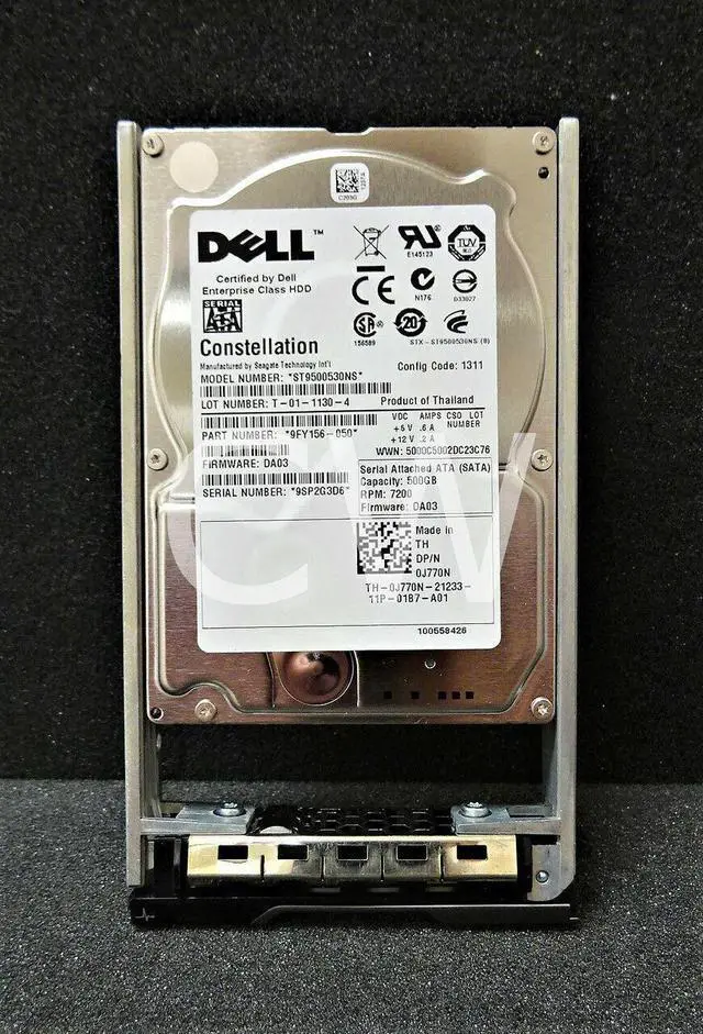 Alt view image 2 of 2 - J770N ST9500530NS Dell 500GB 7200RPM 3Gbps 2.5"SATA SERVERHDD Hard Drive W/RTray