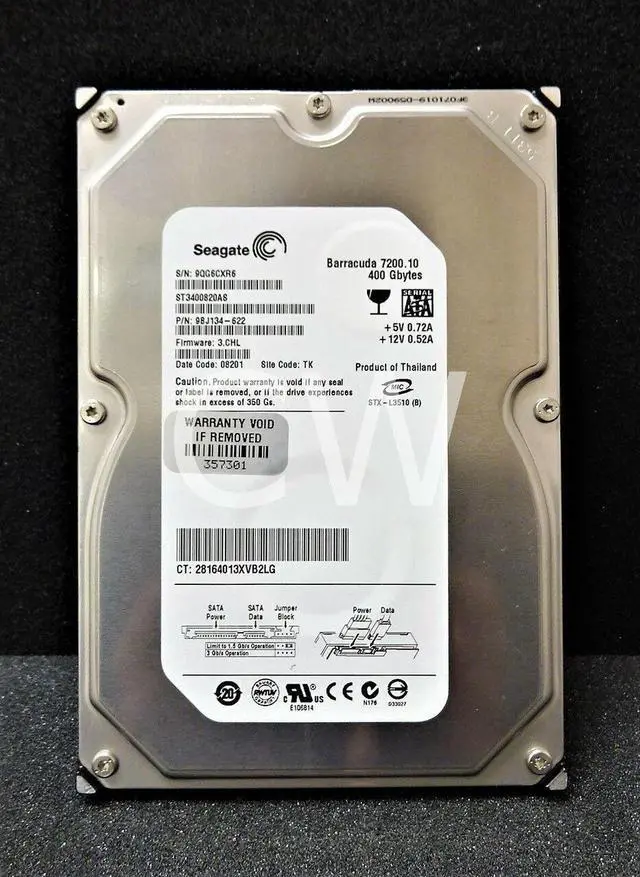 Alt view image 2 of 2 - ST3400820AS Seagate 9BJ134-622 400GB 7.2K RPM 3Gb/s 3.5" SATA HDD Hard Drive