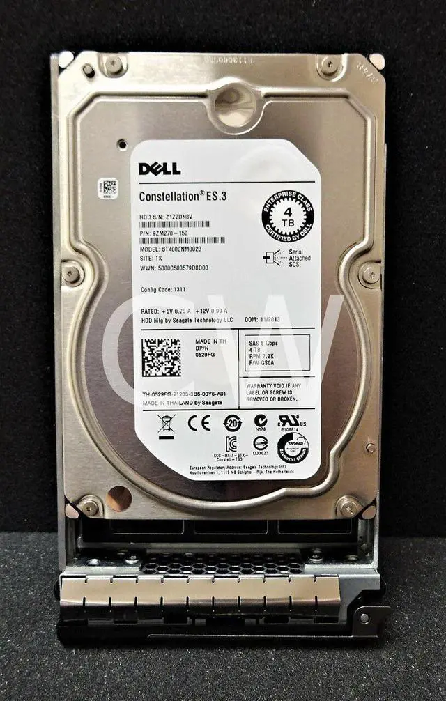 Alt view image 2 of 2 - 529FG ST4000NM0023 Dell 4TB 7.2K RPM 6Gb/s 3.5" SAS SERVER HDD Hard Drive