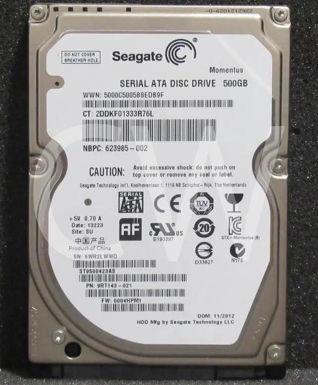 Alt view image 2 of 2 - ST9500423AS Seagate 9RT143 500GB 7.2K RPM 3Gb/s 2.5" SATA Laptop HDD Hard Drive